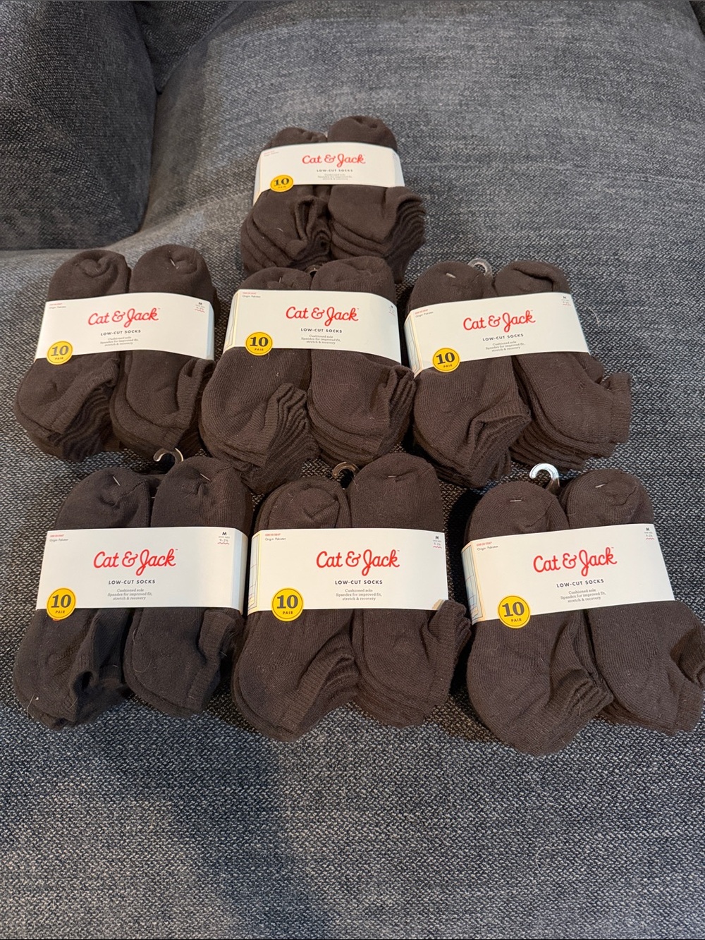 Cat & Jack Kids Black Low-Cut Socks - Multipack (10 Pairs per Pack) 7 Pairs